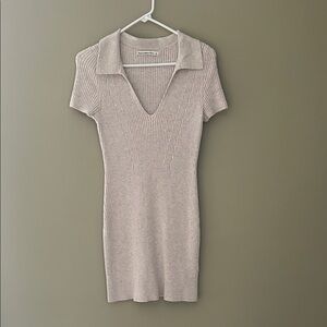 Abercrombie & Fitch Light Gray Ribbed Knit Dress